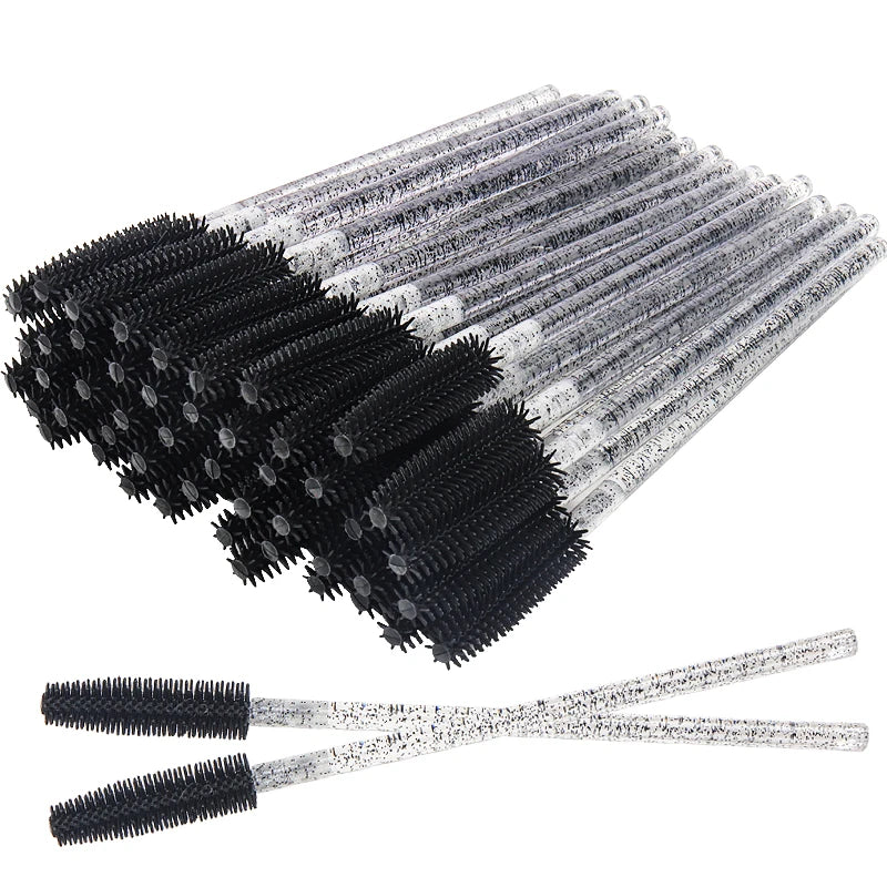 50 Pcs Silicone Crystal Mascara Wands Applicator Disposable Diamond Eyelash Brushes Comb for Women Beauty Makeup Brush Tools
