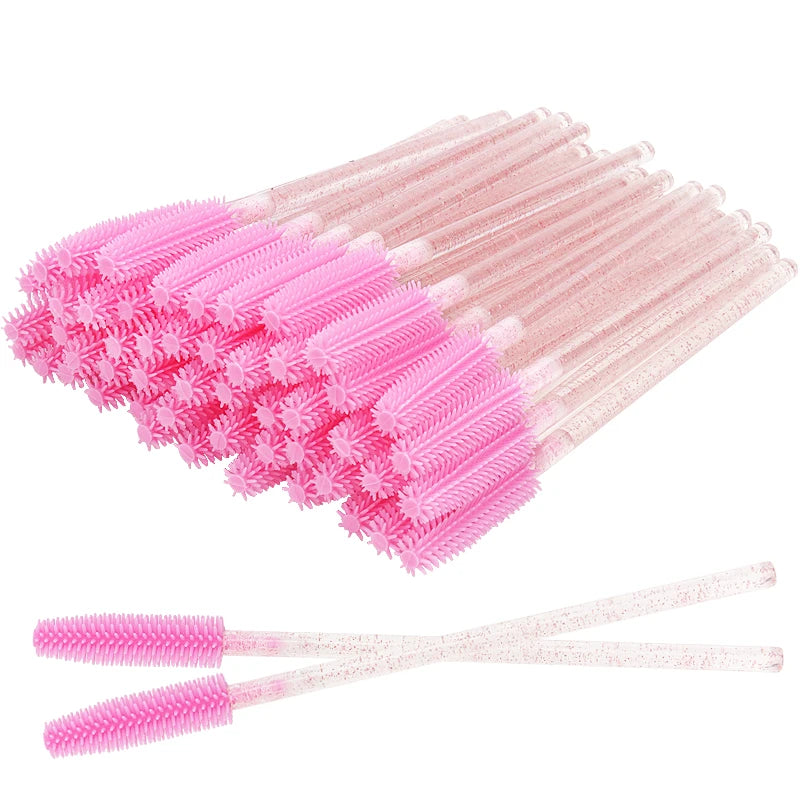 50 Pcs Silicone Crystal Mascara Wands Applicator Disposable Diamond Eyelash Brushes Comb for Women Beauty Makeup Brush Tools