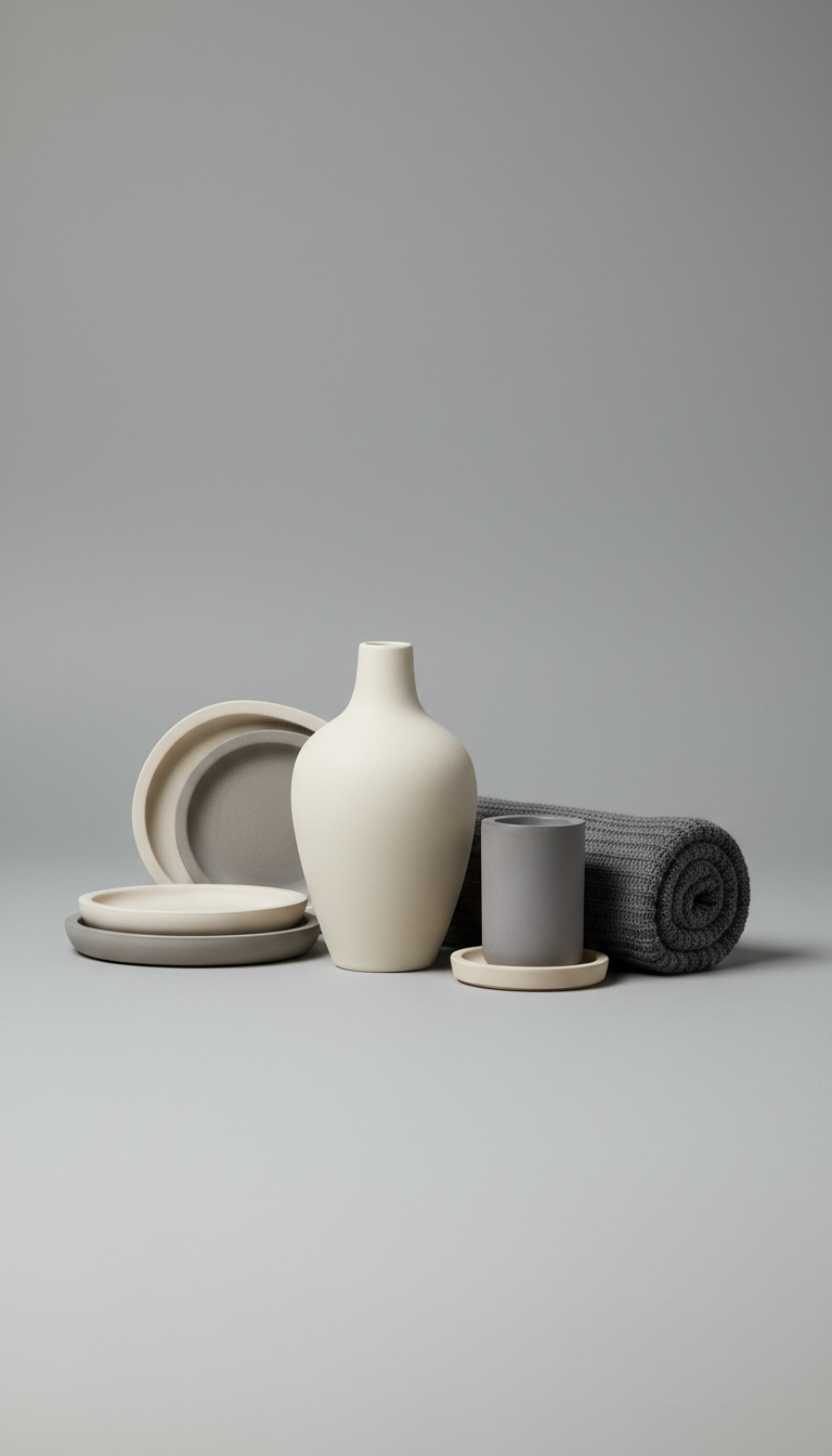 Porcelain Candleholder Set In Grey
