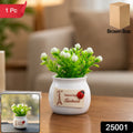 Mini Artificial Plant With Ceramic Pot White Flower Bonsai For Home Decor (1 Pc)